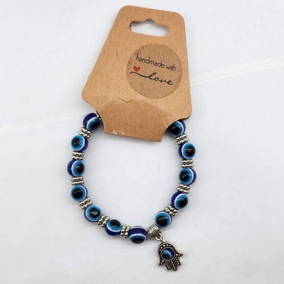 BFD-Blue Evil Eye Handmade Bracelet with Hamsa Charm - Picture 3 of 5